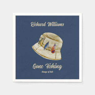 Retirement Gone Fishing Retired Fisherman Hat Napkins