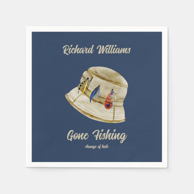 Retirement Gone Fishing Retired Fisherman Hat Napkins (Front)