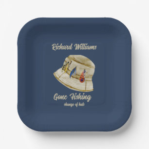 Retirement Gone Fishing Retired Fisherman Hat Paper Plates