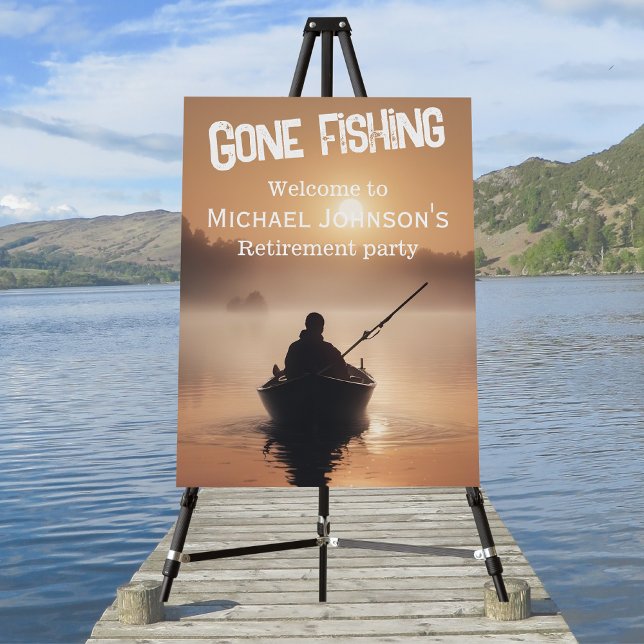 Retirement Gone Fishing Sunrise Retired Fisherman Foam Board (Creator Uploaded)