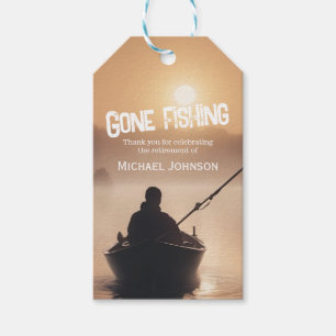 Retirement Gone Fishing Sunrise Retired Fisherman Gift Tags