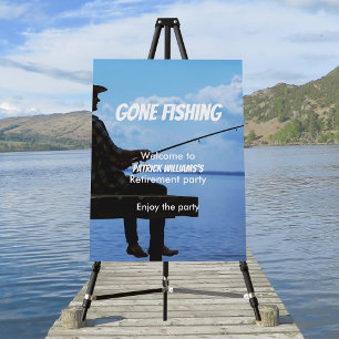 Retirement Gone Fishing Sunset Retired Fisherman Foam Board