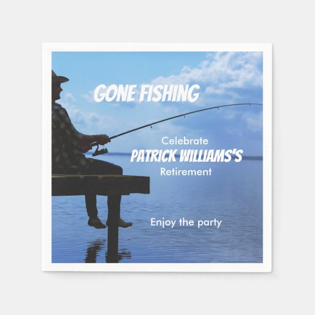 Retirement Gone Fishing Sunset Retired Fisherman Napkins (Front)