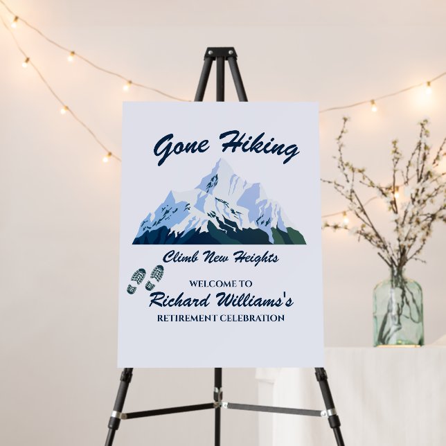 Retirement Gone Hiking Snowy Mountains Happy Trail Foam Board (In Situ (Stand))