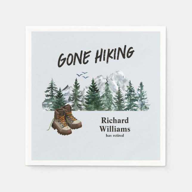 Retirement Gone Hiking to the Mountains Outdoors  Napkins (Front)