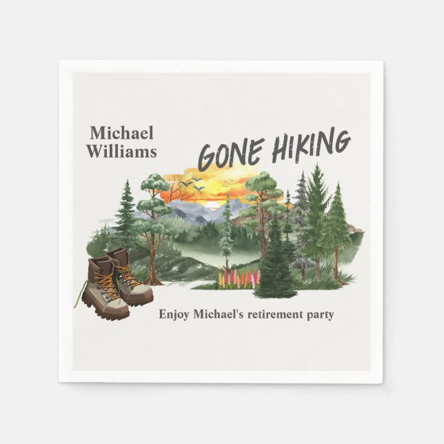 Retirement Gone Hiking to the Mountains Sunrise    Napkins (Front)