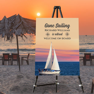 Retirement Gone Sailing Sailboat Sunset Ocean Foam Board