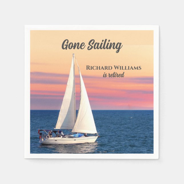 Retirement Gone Sailing Sailboat Sunset Ocean Napkins (Front)