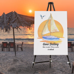 Retirement Gone Sailing Sailboat Sunset Watercolor Foam Board
