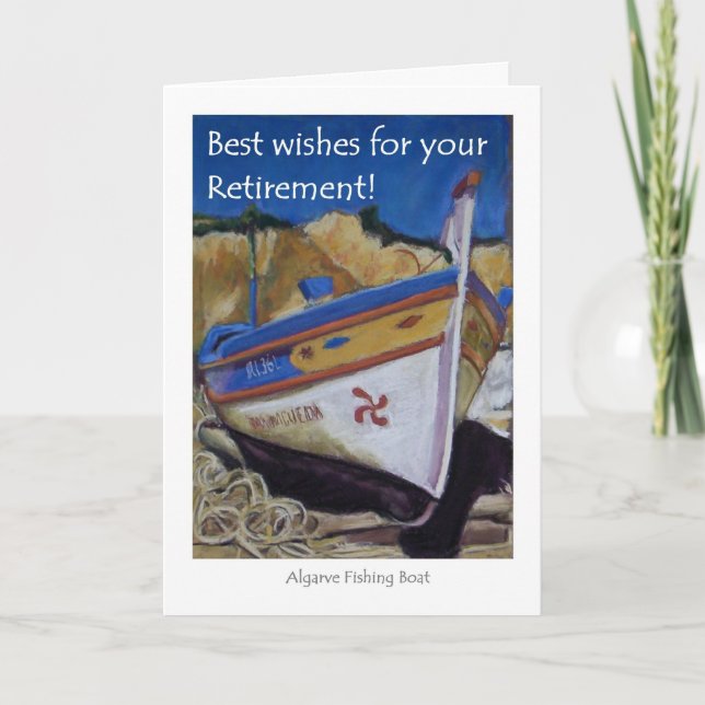 Retirement Greeting Card - Portuguese Fishing Boat (Front)