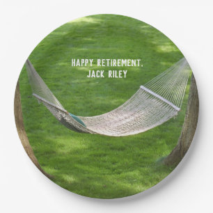 Retirement Hammock between trees Paper Plates