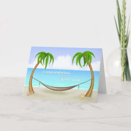 Retirement Hammock Palm Trees Card