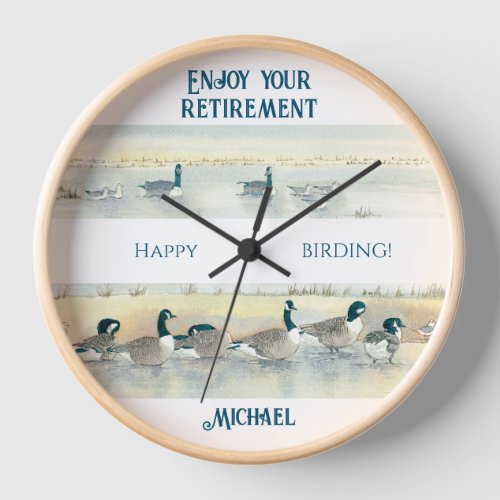 Retirement Happy Birding Bird Lover Wall Clock