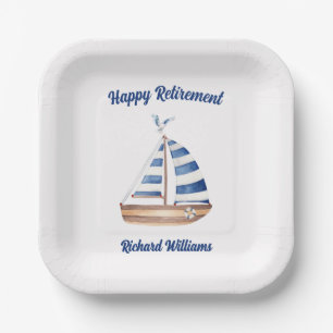 Retirement Happy Retirement Sailboat Watercolor Paper Plates
