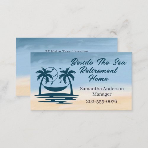Retirement Home Beach Palm Tree Business Card