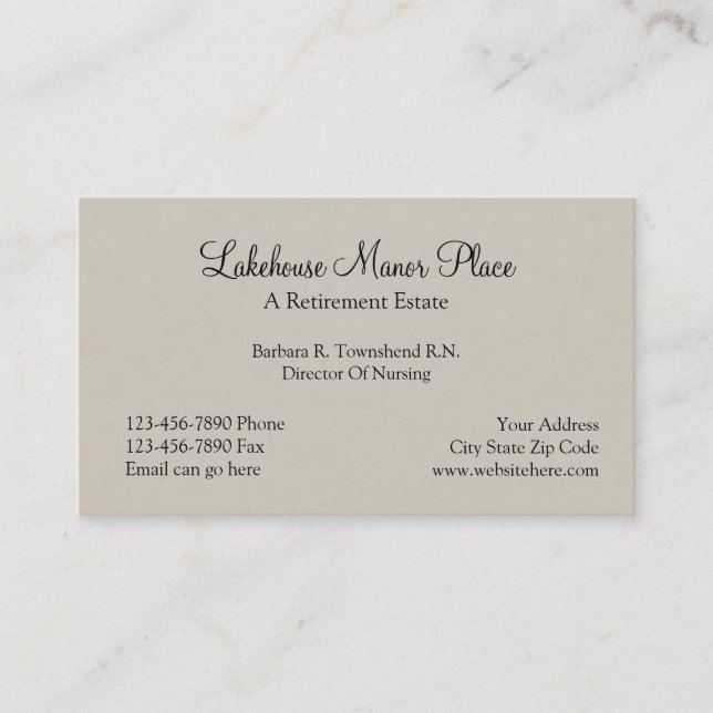 Retirement Home Business Card (Front)