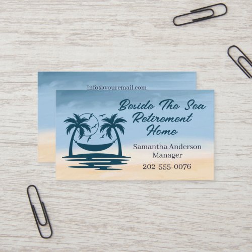 Retirement Home QR Codes Beach Palm Tree Business Card
