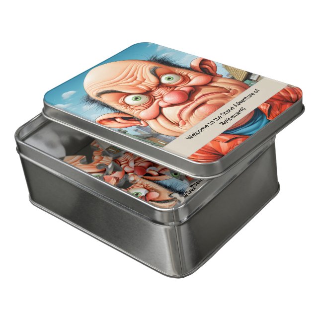 Retirement humor milestone Birthday Jigsaw Puzzle (Lid Open)