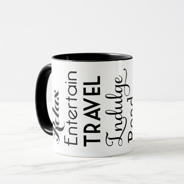 Retirement Inspiration Words Black Mug (Front Left)