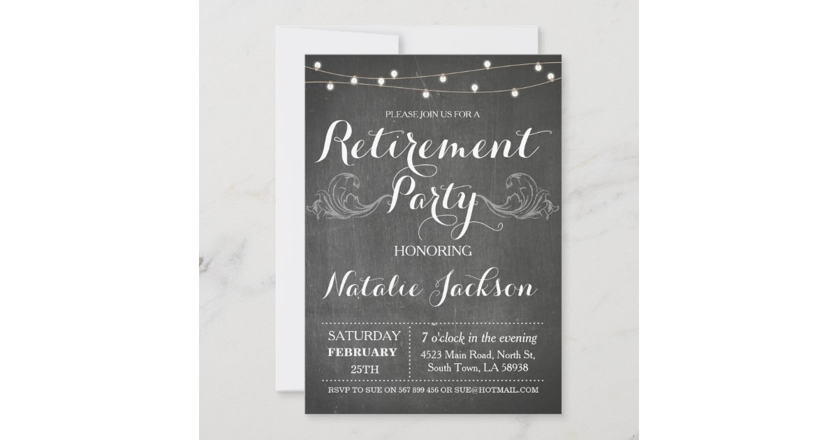 Retirement Invitation Chalk Board Retired Invite | Zazzle