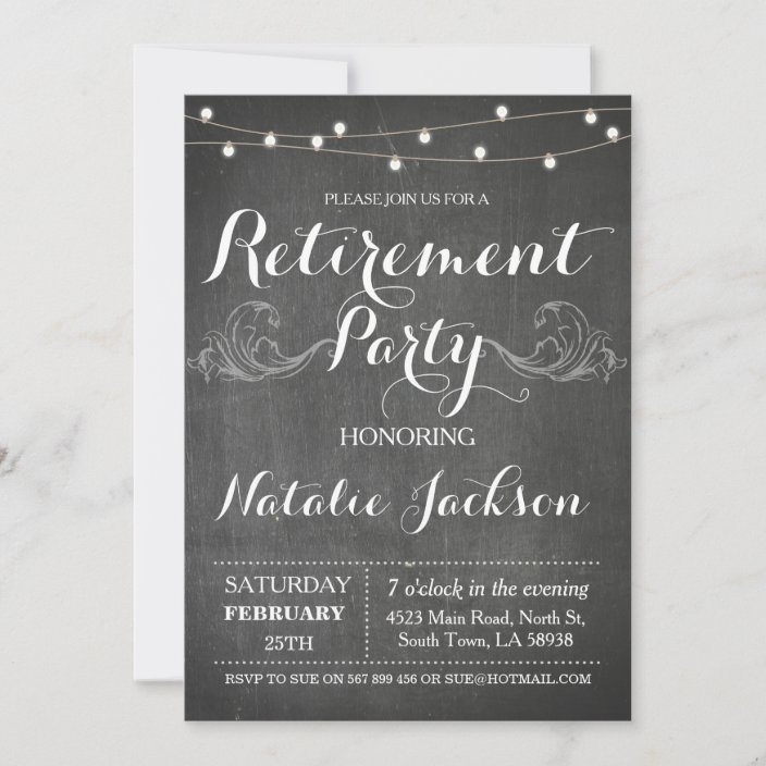 Retirement Invitation Chalk Board Retired Invite 