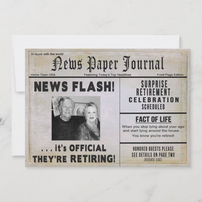 Retirement Invitation (COUPLE)- PHOTO/ NewsPAPER (Front)
