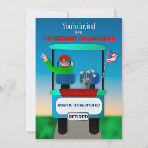 Retirement Invitation for Golfer Golf Cart