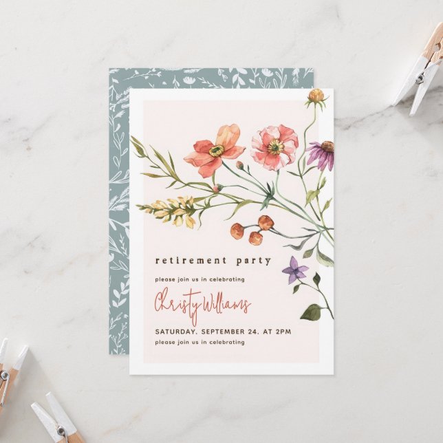 Retirement Invitation Garden Party, Summer Retirem (Front/Back In Situ)