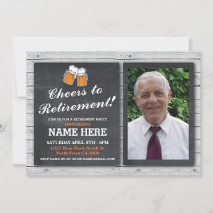 Retirement Invitation Photo Cheers Beers Pub Party