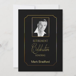 Retirement Invitation - Photo Insert - Black/gold