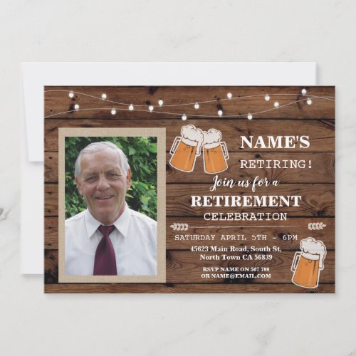 Retirement Invitation Photo Party Beer Invite