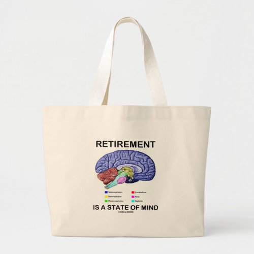 Retirement Is A State Of Mind Anatomical Brain Large Tote Bag