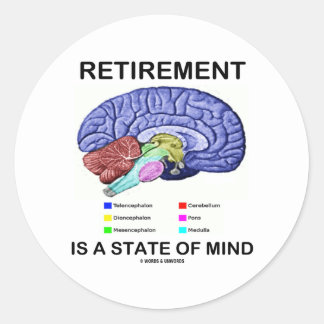 Retirement Is A State Of Mind (Anatomical Brain) Stickers