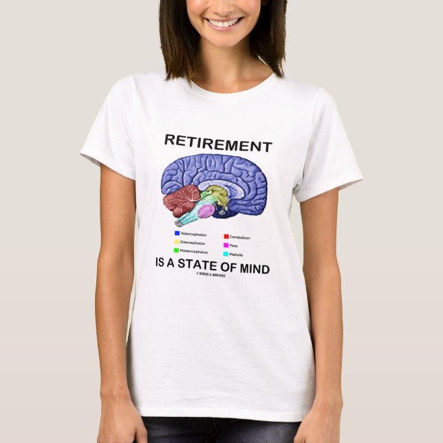 Retirement Is A State Of Mind (Anatomical Brain) T-Shirt (Front)