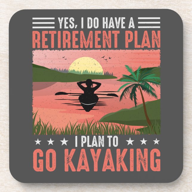 Retirement Kayaking Plan Beverage Coaster (Front)