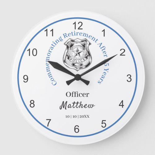 Retirement Law Enforcement Keepsake Thin Blue Line Large Clock