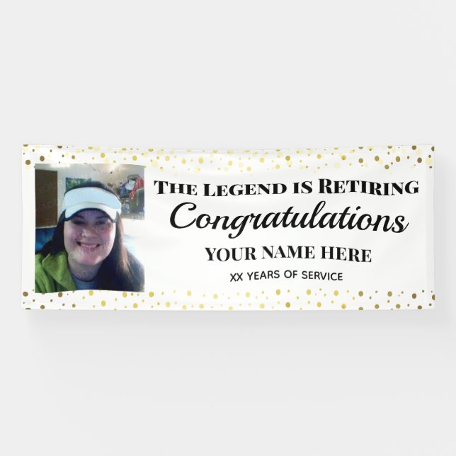 Retirement Legend Gold Confetti One Photo Bann Banner (Horizontal)