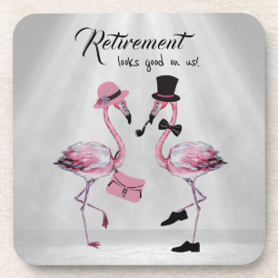 Retirement looks good on us! Chic Classy Flamingo Beverage Coaster