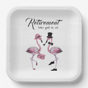 Retirement looks good on us! Chic Classy Flamingo Paper Plates