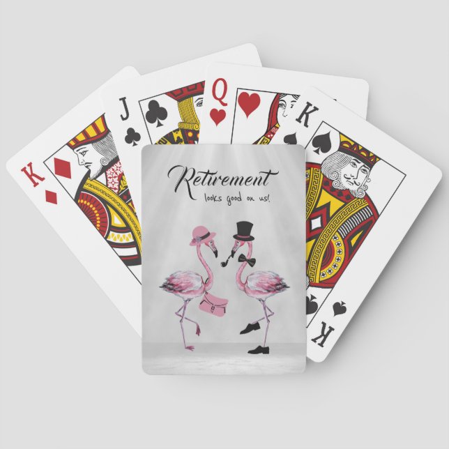 Retirement looks good on us! Chic Classy Flamingo Poker Cards (Back)