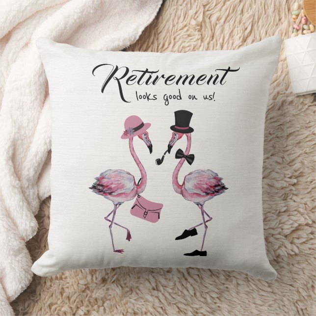 Retirement looks good on us! Chic Classy Flamingo Throw Pillow (Blanket)