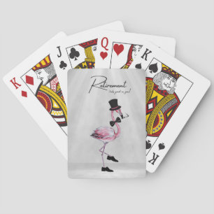 Retirement looks good on you! Dapper Pink Flamingo Poker Cards