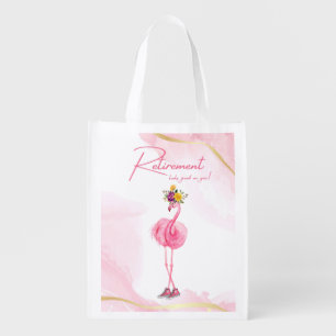 Retirement looks good on you! Flamingo in Sneakers Grocery Bag