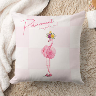 Retirement looks good on you! Flamingo in Sneakers Throw Pillow