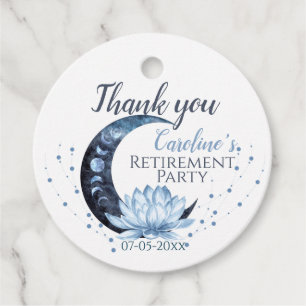 Retirement Lotus Flower Blue Party Thank You Favo Favor Tags