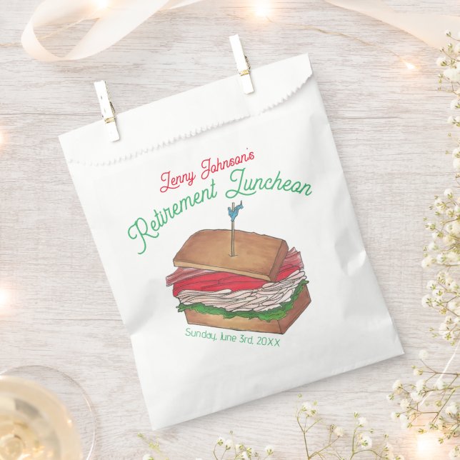 Retirement Luncheon Lunch Turkey Club Sandwich Favor Bag (Clipped)