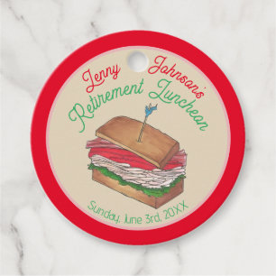 Retirement Luncheon Lunch Turkey Club Sandwich Favor Tags