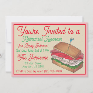 Retirement Luncheon Lunch Turkey Club Sandwich Invitation