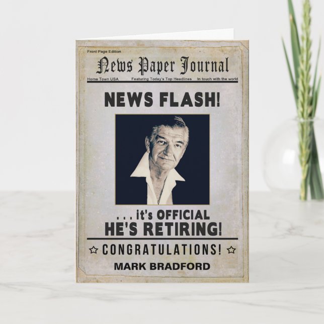 RETIREMENT (Male) Congratulations - News Journal - Card (Front)