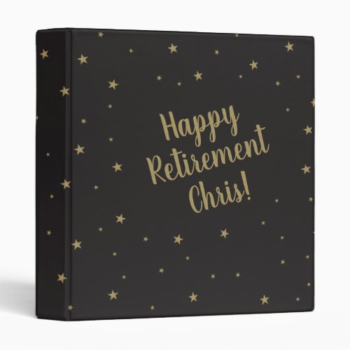 Retirement Memories Album Elegant Gold Stars 3 Ring Binder